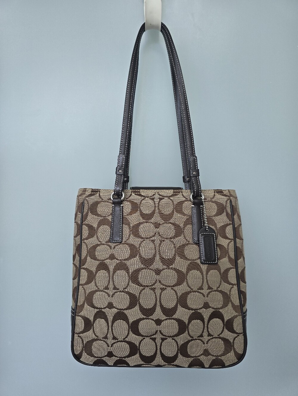 COACH 6090 Vintage (2006) Signature Brown Khaki Jacquard Y2K Purse Hand Bag Tote
